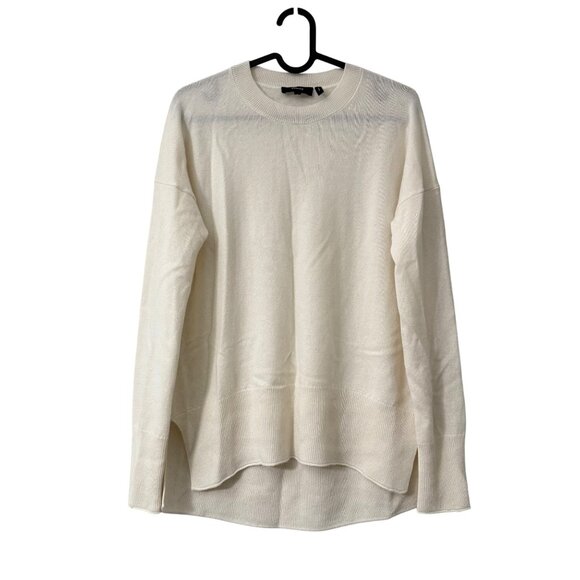 Theory Ivory Cashmere Crewneck Long Sleeve Side Slits Tunic Sweater Womens Small - Picture 1 of 5